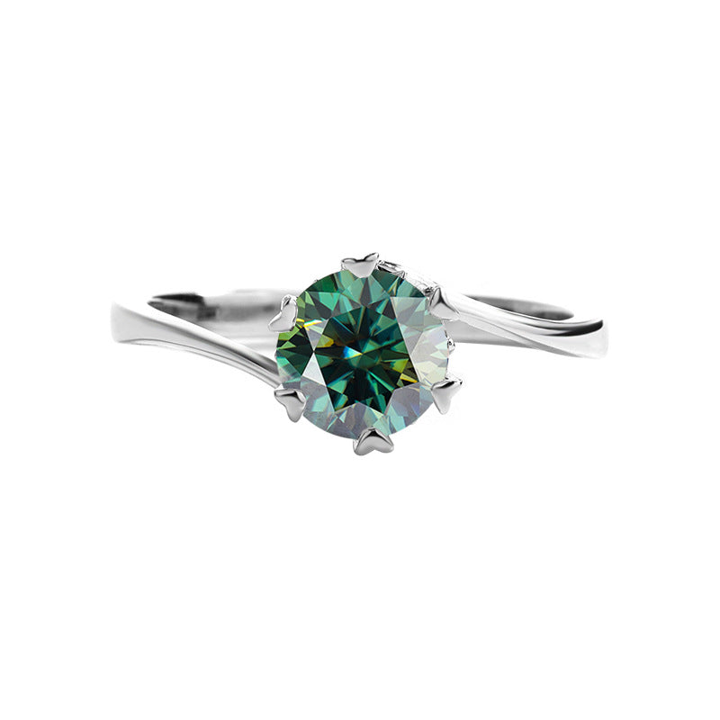 s925Sterling Silver Moissanite Ring Twisted Arm Snowflake Ring Six-Prong Classic Crown Moissanite Women's Ring Factory Direct Sale