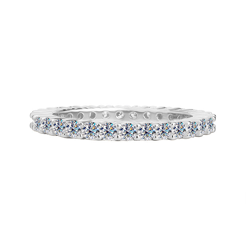 S925Pure Silver Moissanite Ferris Wheel Full Diamond Ring for Women, Simple Double Stacked Band Ring, High-end Feel Women's Ring Wholesale