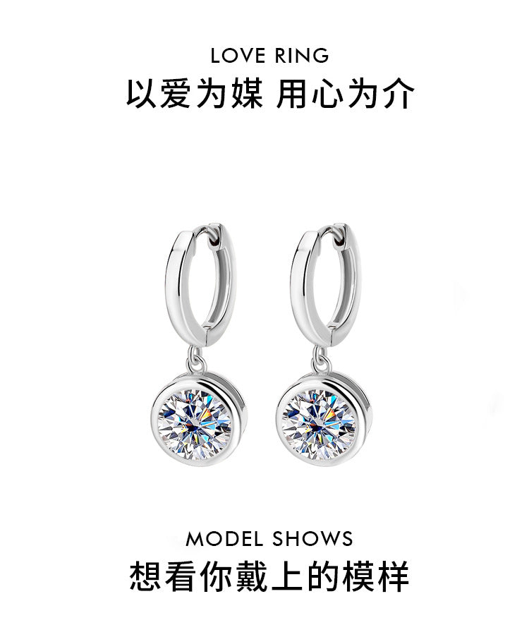 Cross-Border S925Silver Moissanite Bubble Earrings Moissanite Stud Earrings for Women High-end Fashion Simple Earrings Factory Wholesale