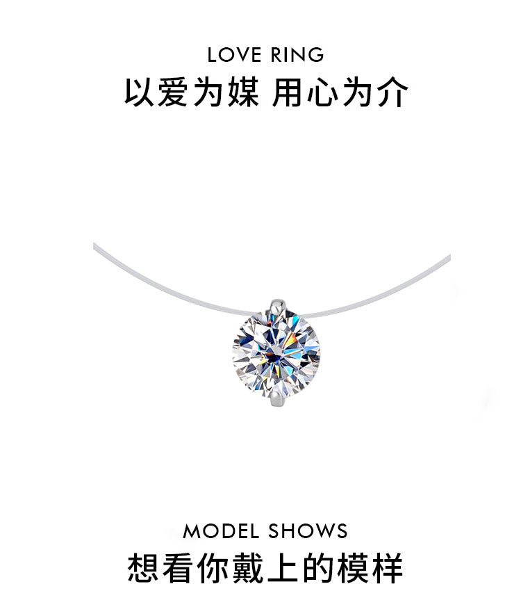 Same Style as Zhao Lusi S925Silver Collarbone Chain Mermaid Tears Necklace for Women, Niche High-end Moissanite Pendant Wholesale