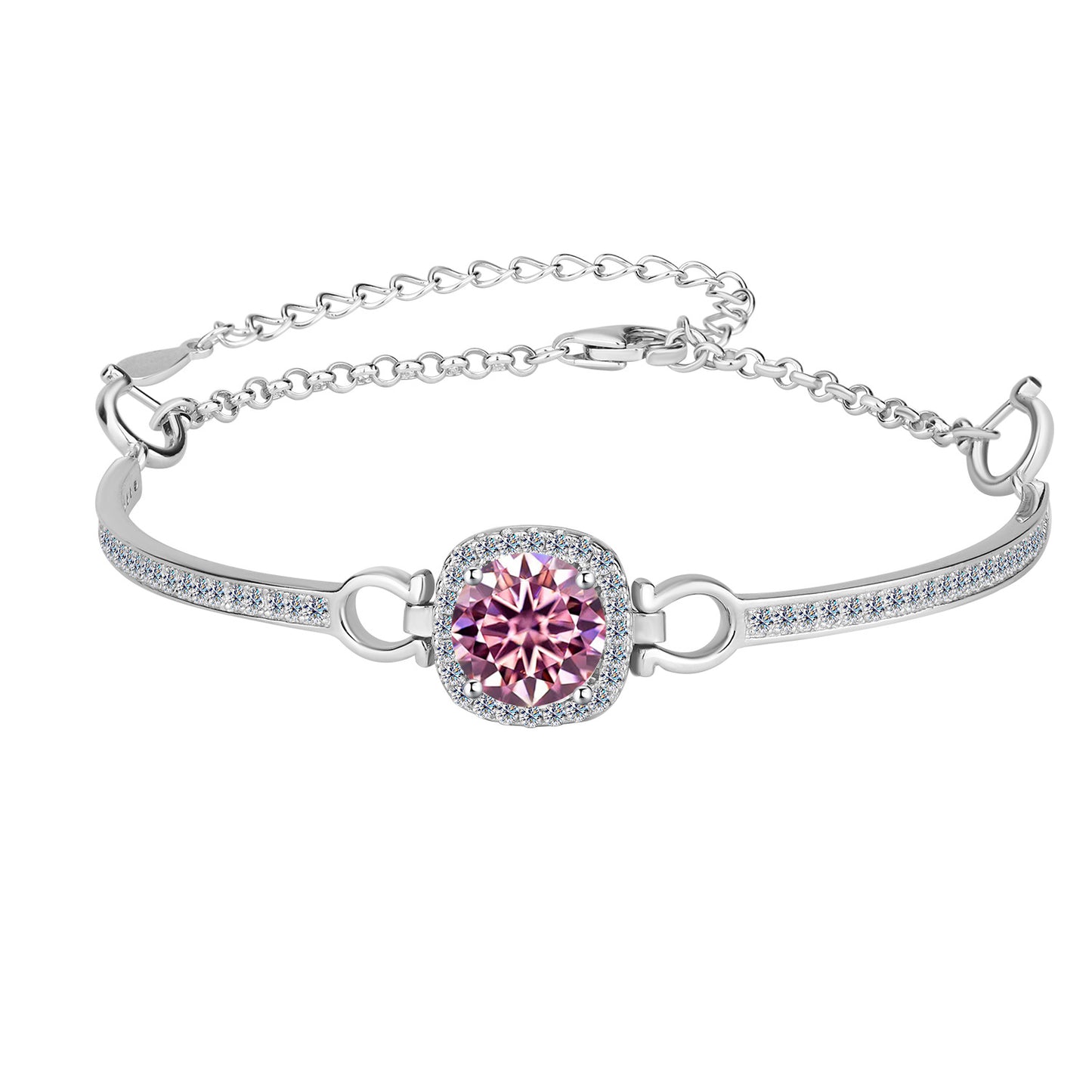 Cross-Border Europe and America S925Pure Silver Luxury Square Bracelet Moissanite Diamond Bangle Fashion High-end Moissanite Bracelet Wholesale