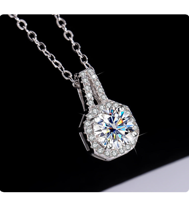 s925Sterling Silver1Clamoissanite Pendant Necklace Silver Pendant Women's Style T Home Square Diamond Pendant Jewelry Live Wholesale