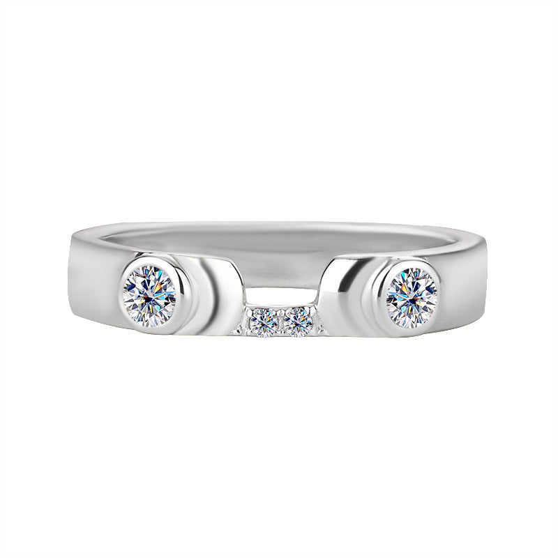 Cross-border hot selling S925Sterling Silver Cupid Moissanite Ring for Women Moissanite Women's Ring Wedding Band Factory Wholesale