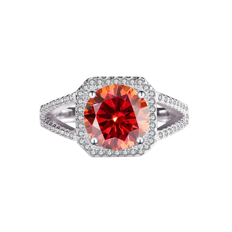 Exclusive for cross-border S925Silver Luxury Square Bag Colorful Moissanite Ring for Women Pure Silver White Gold Diamond Simulated Diamond Wholesale