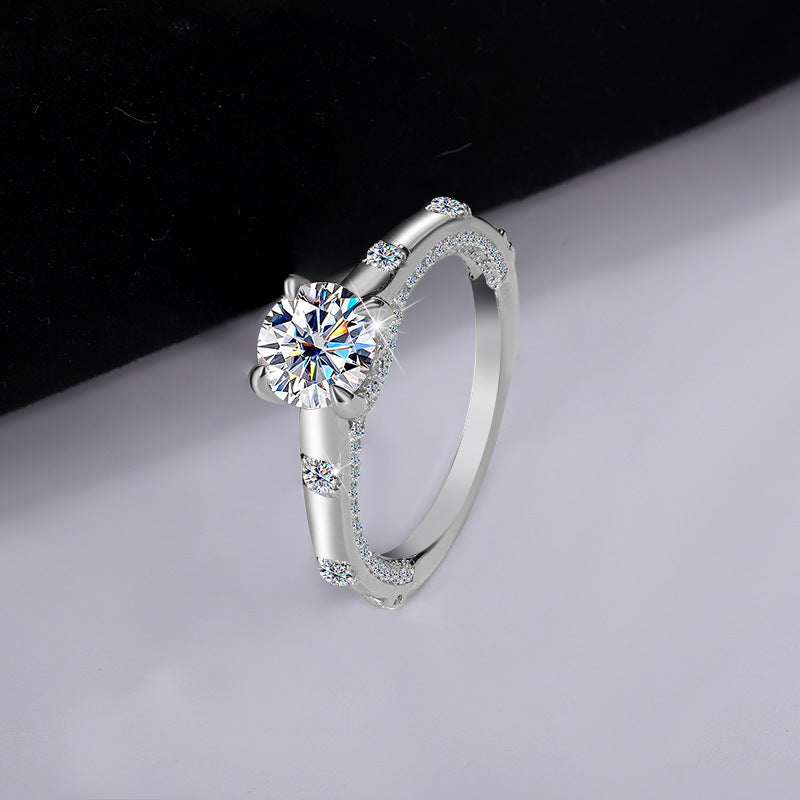Exclusive for cross-border S925Pure Silver Moissanite Sun Never Sets Women's Diamond Ring Fashion Light Luxury Style Women's Wedding Ring Wholesale