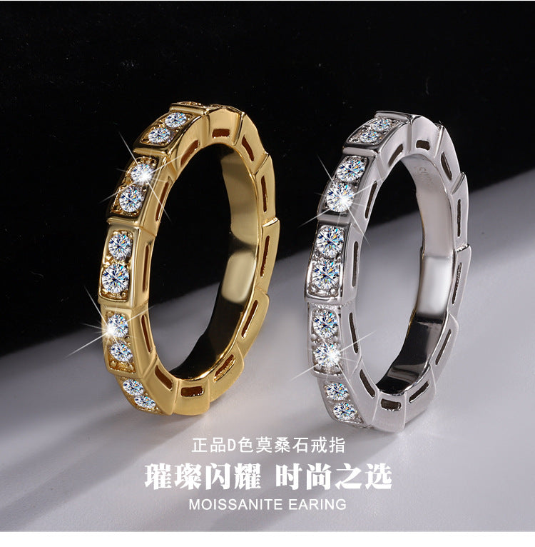 Cross-Border S925Pure Silver Korean Style Snake Ring High Micro Inlaid Full Diamond Fashion Versatile Unisex Ring Factory Wholesale