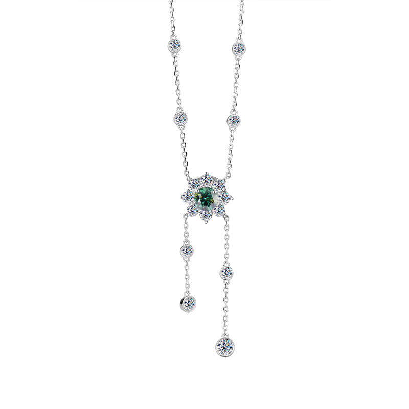 Cross-Border S925Pure Silver Tassel Bubble Rose Necklace for Women, Ultra Luxurious Design, Light Luxury Jewelry, Factory Wholesale