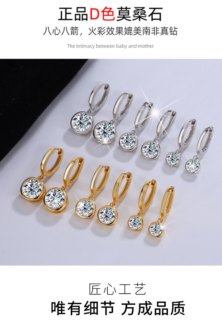 Cross-border wholesale Moissanite Bubble Earrings S925Silver Moissanite Earrings for Women Simple Fashion High-end Ear Jewelry