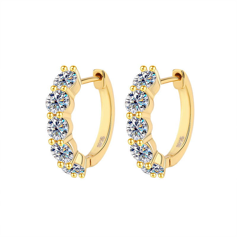 Cross-Border Europe and America S925Sterling Silver Moissanite Earrings D Genuine Color3Carat High-End Full Diamond Moissanite Earrings Wholesale