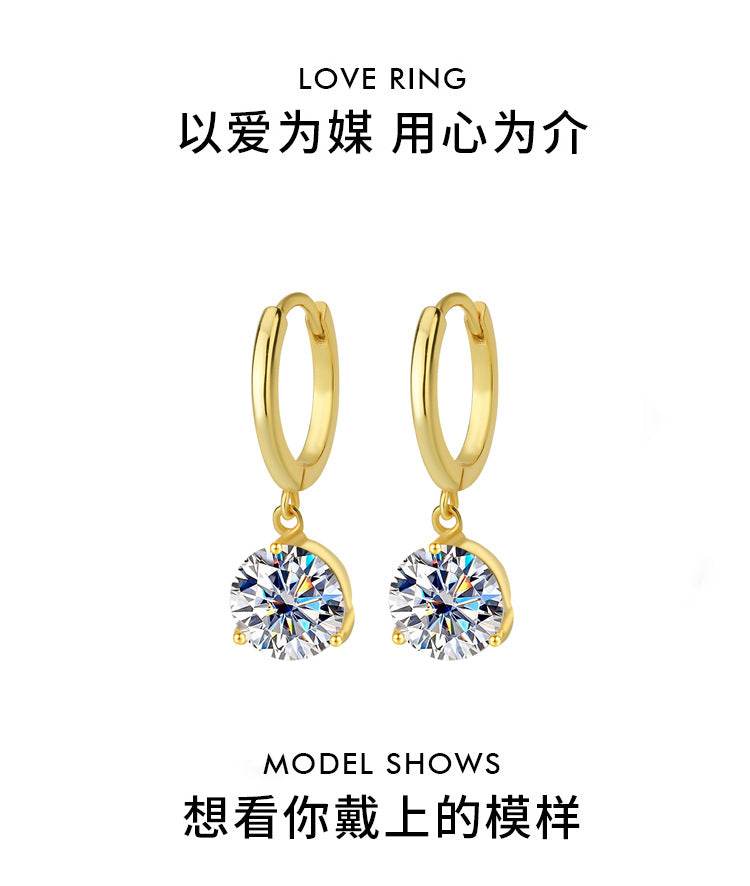 Best seller in europe and america S925Sterling Silver Three-Claw Earrings Moissanite Fashion Simple Earrings Moissanite Studs Factory Wholesale