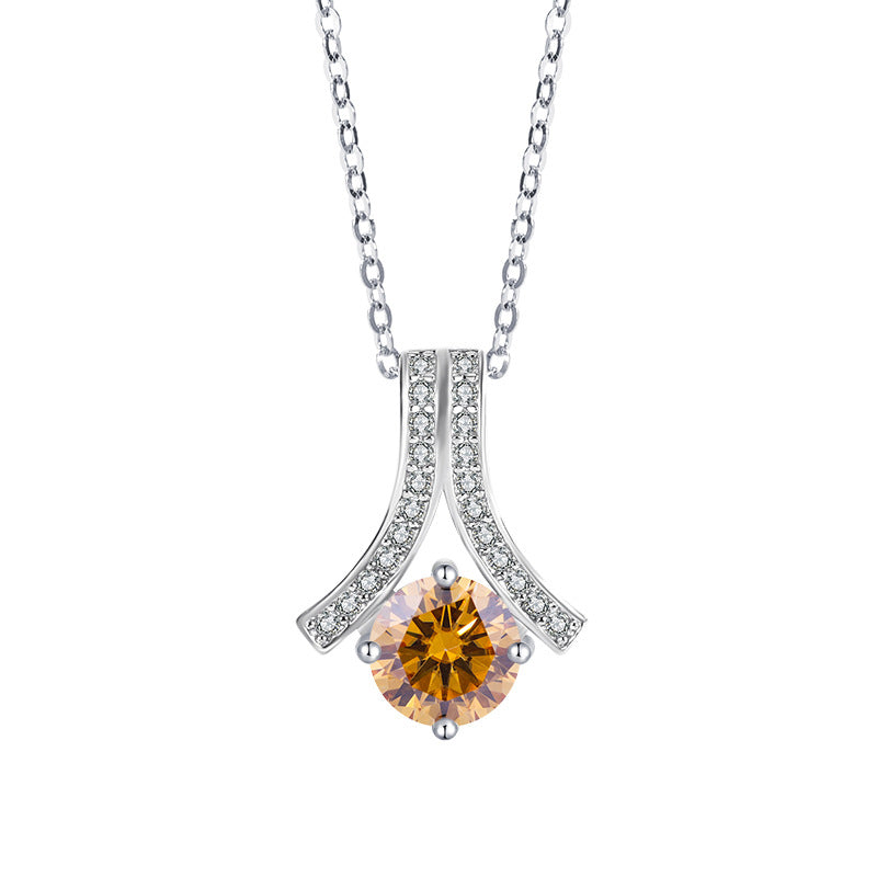 s925Sterling Silver Herringbone Necklace Silver Pendant Moissanite Necklace for Women Classic Fashion Collarbone Chain In Stock Wholesale