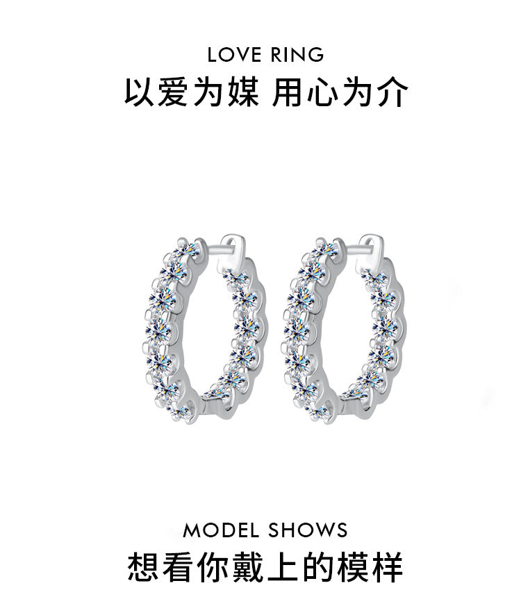 Europe and America S925Silver Moissanite Full Diamond Earrings High-end Fashion Bull Head Style Ear Clips Moissanite Stud Earrings Wholesale