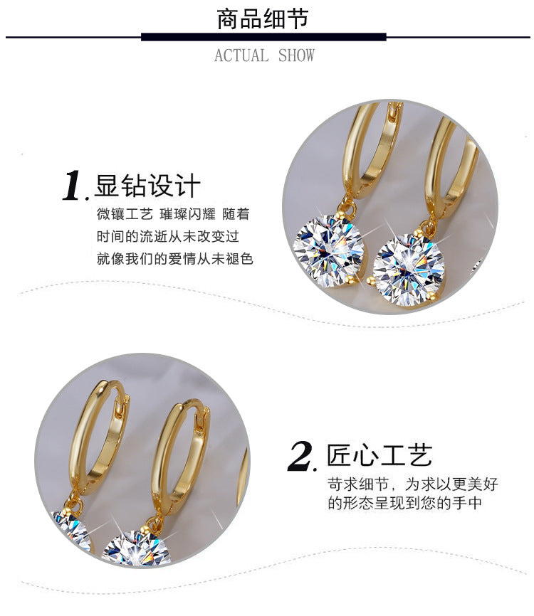 Best seller in europe and america S925Sterling Silver Three-Claw Earrings Moissanite Fashion Simple Earrings Moissanite Studs Factory Wholesale