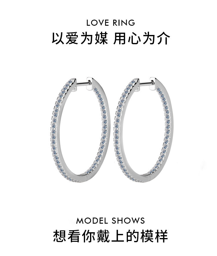 Cross-border European and American Style Large Hoop Earrings S925Sterling Silver Earrings Women's Fashion High-end Moissanite Earrings Factory Wholesale