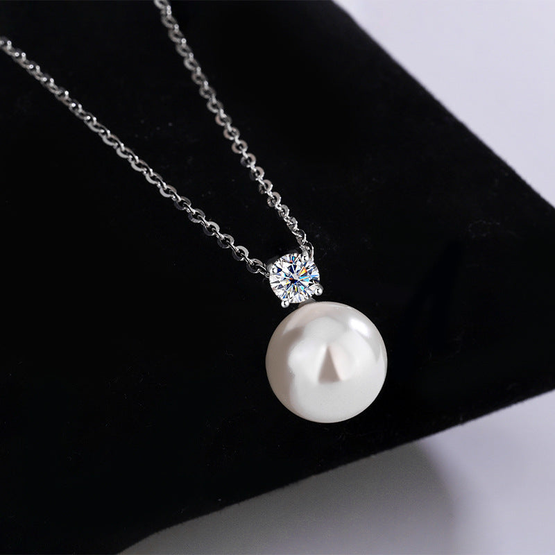 Exclusive for cross-border S925Pure Silver Classic Light Luxury Pearl Necklace Internet Celebrity Sweater Collarbone Chain Valentine's Day Qixi Festival Gift