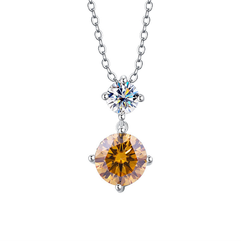 Cross-border Wholesale Direct Sales S925Sterling Silver Moissanite Gourd Necklace for Women Fashion Simple Pendant High-end Clavicle Chain