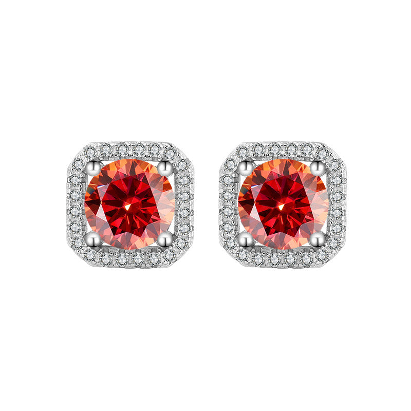s925Pure Silver Genuine Moissanite Square Stud Earrings for Women Elegant Simple Moissanite Gift Earrings Live Streaming Source