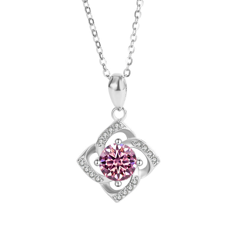 s925Sterling Silver Four-Leaf Clover Necklace Silver Pendant Moissanite Necklace for Women Classic Fashion Collarbone Chain In Stock Wholesale