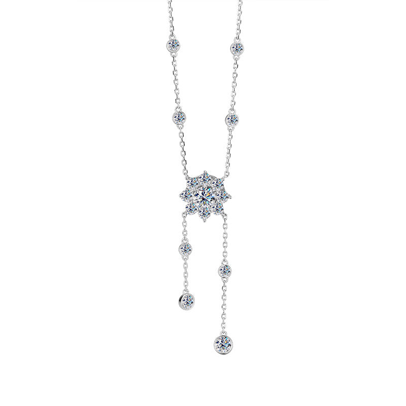 Cross-Border S925Pure Silver Tassel Bubble Rose Necklace for Women, Ultra Luxurious Design, Light Luxury Jewelry, Factory Wholesale