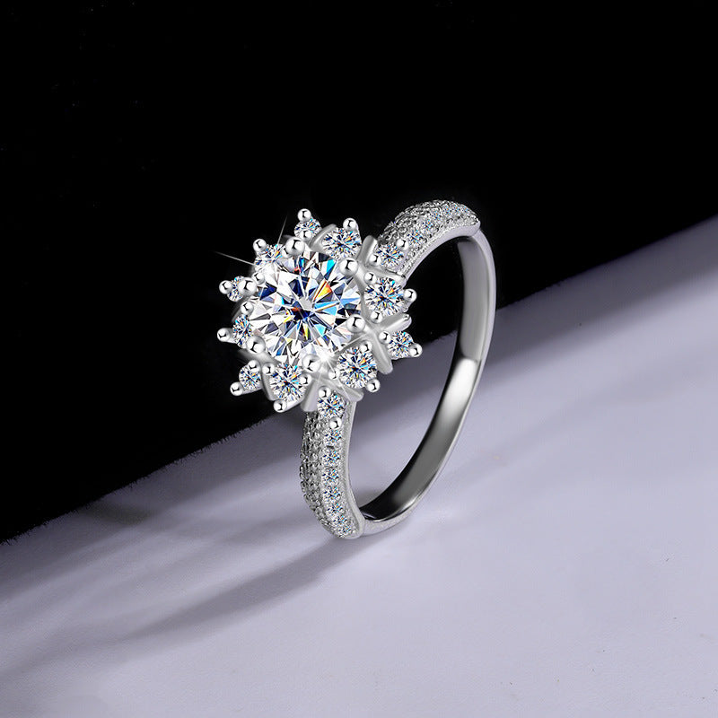Cross-border new arrival S925Silver Moissanite Princess of First Snow1Carat Ring Female Wedding Gift Diamond Ring Spot Wholesale