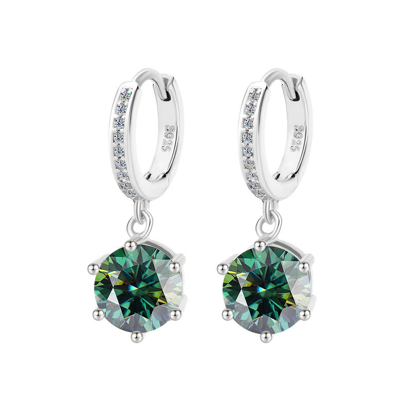 Exclusively for Europe and America S925Silver Classic Six-Prong Moissanite Earrings Moissanite Diamond Earrings for Women Versatile High-End Ear Clips Wholesale