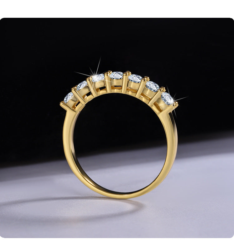 Moissanite Couple Rings Waist Size Moissanite Row Diamond Ring Women's Layered Simple Tail Ring Couple Pure Silver Plated18K Gold