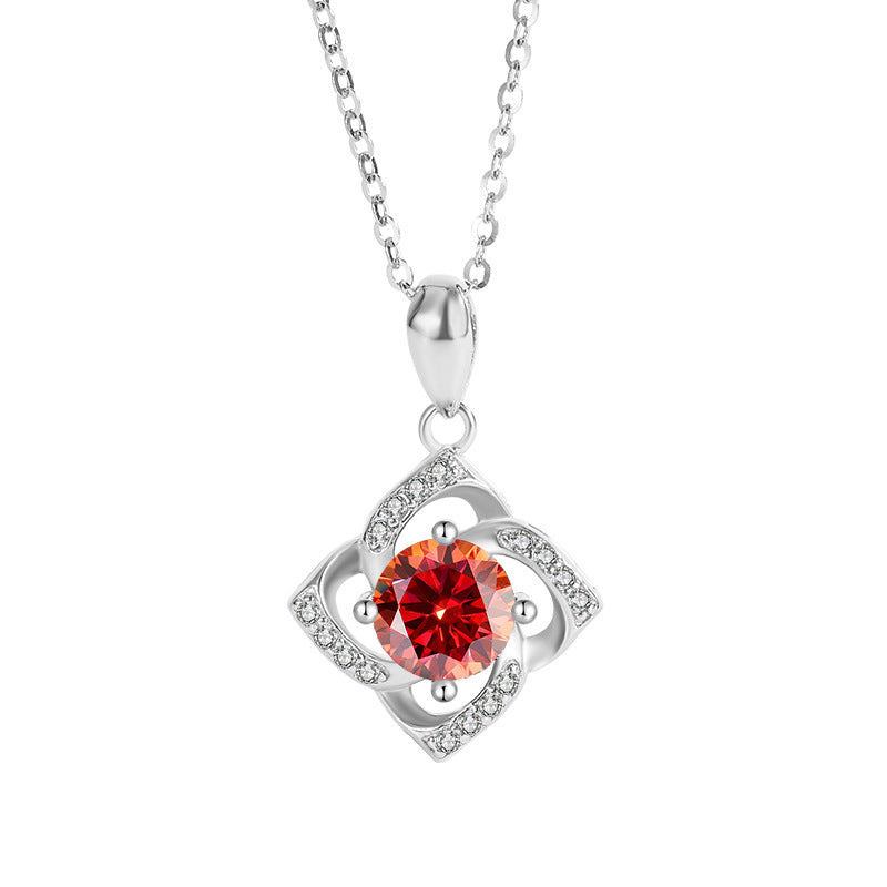 s925Sterling Silver Four-Leaf Clover Necklace Silver Pendant Moissanite Necklace for Women Classic Fashion Collarbone Chain In Stock Wholesale