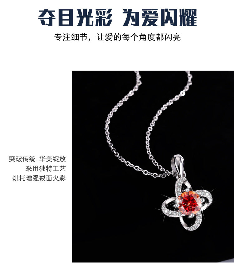 s925Pure Silver Niche Light Luxury Lucky Clover Silver Pendant Moissanite Necklace for Women Classic Fashion Collarbone Chain Wholesale