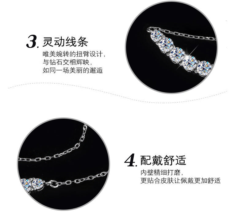 S925Silver Platinum Plated Moissanite Jewelry Pendant for Women Simple Smile Necklace2.4Clamoissanite Rainbow
