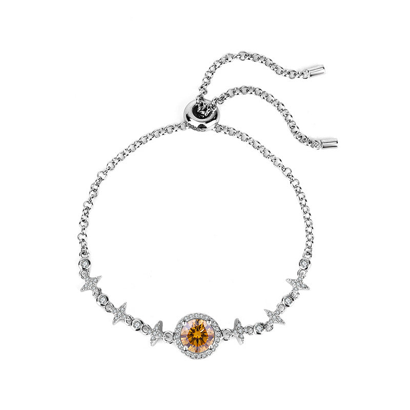 S925Sterling Silver Bracelet Moissanite Bracelet Starry Sky Round Bag Simple Fashion Women's TikTok Live Streaming Factory Direct Sale