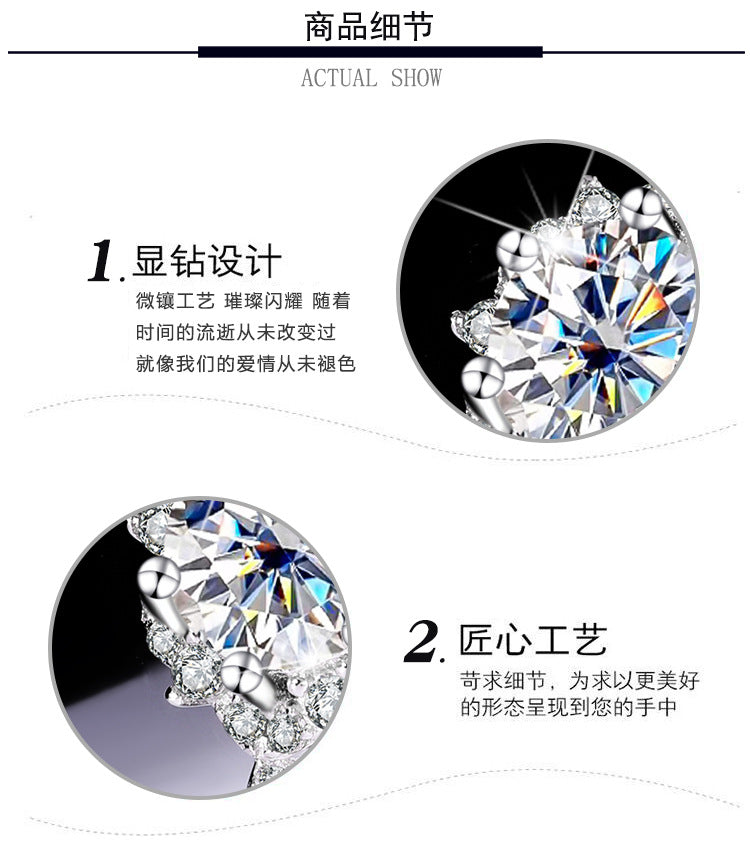Cross-Border S925Sterling Silver Princess Elsa One Carat D Moissanite Diamond Ring for Women, Internet Celebrity Versatile Jewelry Wholesale