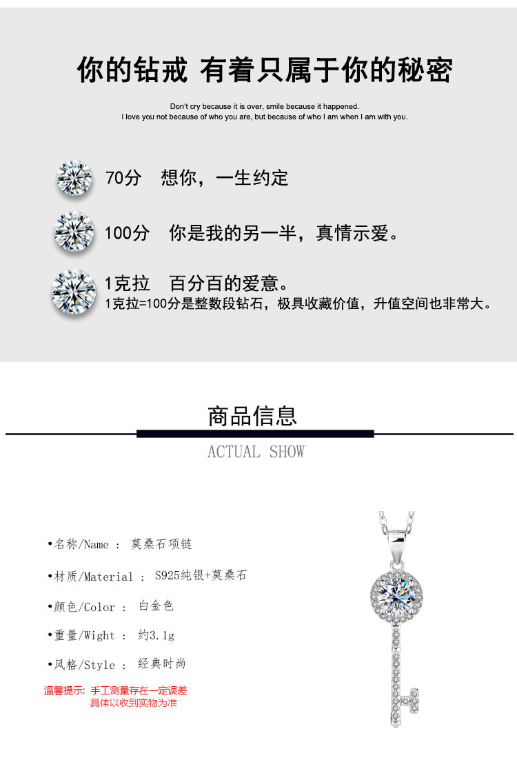 s925Sterling Silver Four-Leaf Clover Necklace Silver Pendant Moissanite Necklace for Women Classic Fashion Collarbone Chain In Stock Wholesale