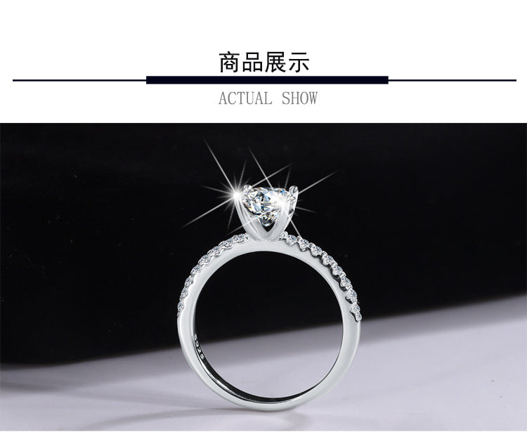 Exclusive for cross-border S925Silver Simple Four-Prong Moissanite High-End Fashion Birthday Gift Wedding Ring Factory Wholesale