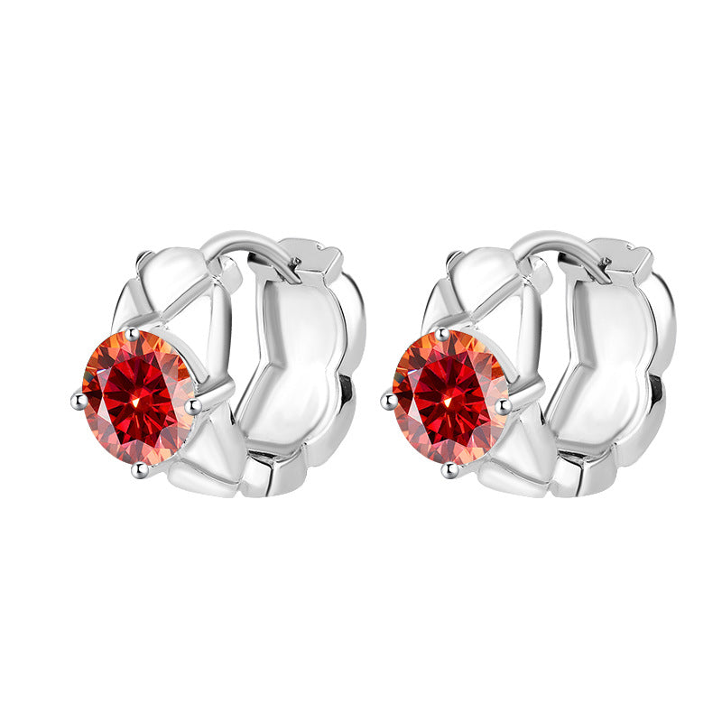 S925Sterling Silver Moissanite Diamond Pattern Small Chanel Style Earrings Fashion High-end Moissanite Diamond Jewelry Four-prong Stud Earrings Wholesale