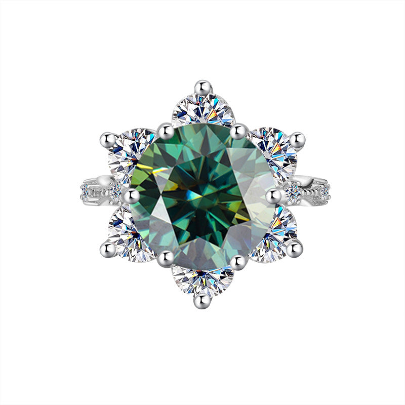 A4   S925Sterling Silver Ring Moissanite5Carat Crown Women's Ring Super Sparkling Pigeon Egg Wedding Ring Wholesale