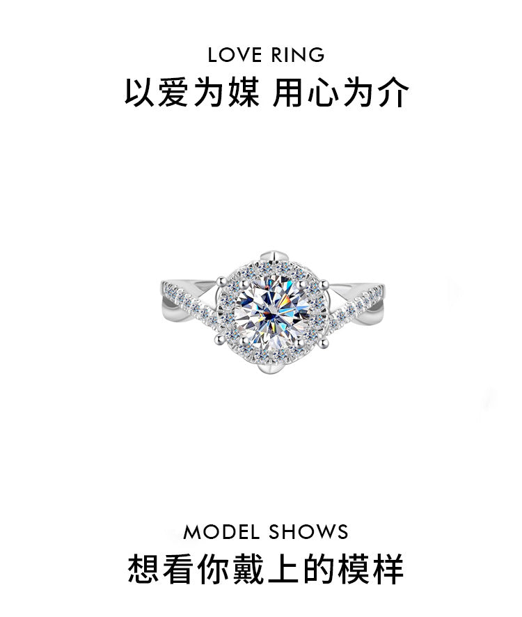 Europe and America Cross Border Hot Sale S925Pure Silver Royal Estate Moissanite Heavy Craft Luxurious Setting Women's Ring High-end Diamond Ring Wholesale