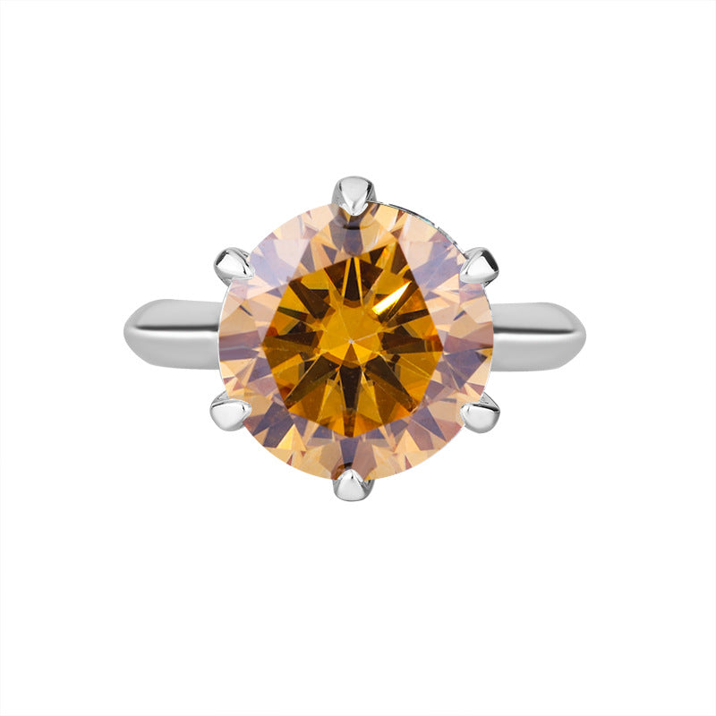 Cross-Border S925Silver T Six-Claw Moissanite3Carat5Carat Ring Classic Six-Prong Crown Proposal Ring Wholesale