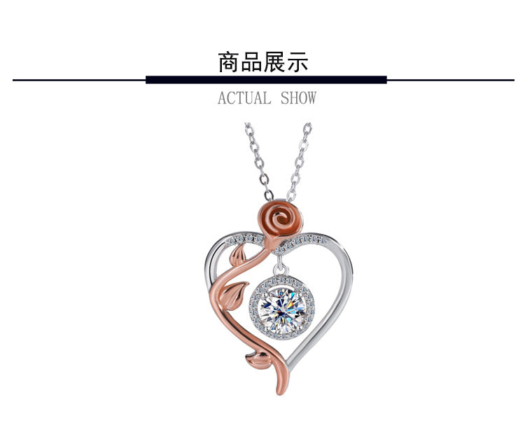 Cross-Border Europe and America S925Sterling Silver Beating Heart Clavicle Chain Necklace for Women Simple High-end Pendant Jewelry Wholesale Accessories