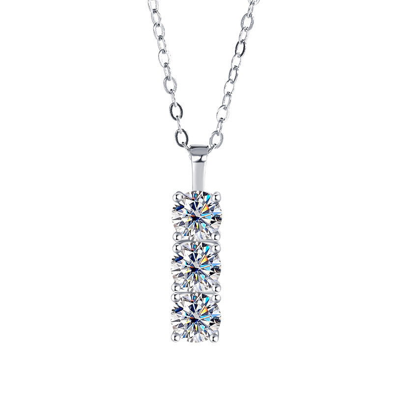 S925Silver D Moissanite Full Diamond Necklace for Women, Light Luxury Simple Korean Style Collarbone Chain1.5Cz diamond wholesale