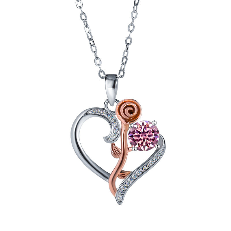 Exclusive for cross-border S925Sterling Silver Only Love You Necklace for Women Moissanite Diamond Pendant Qixi Valentine's Day Collarbone Chain