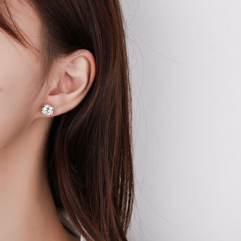 Cross-border hot selling S925Silver Genuine Moissanite Snowflake Earrings Elegant Simple Moissanite Ear Jewelry Factory Wholesale