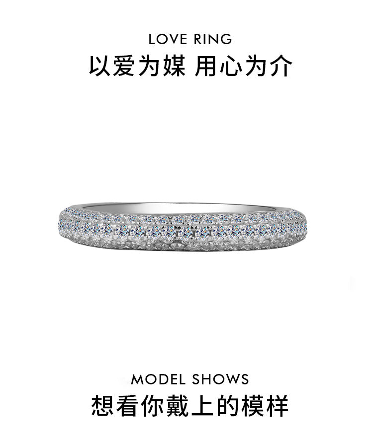 Cross-border hot sale S925Sterling Silver Moissanite Full Diamond Ring Fashionable Elegant Women's Ring Non-Fading Factory Wholesale