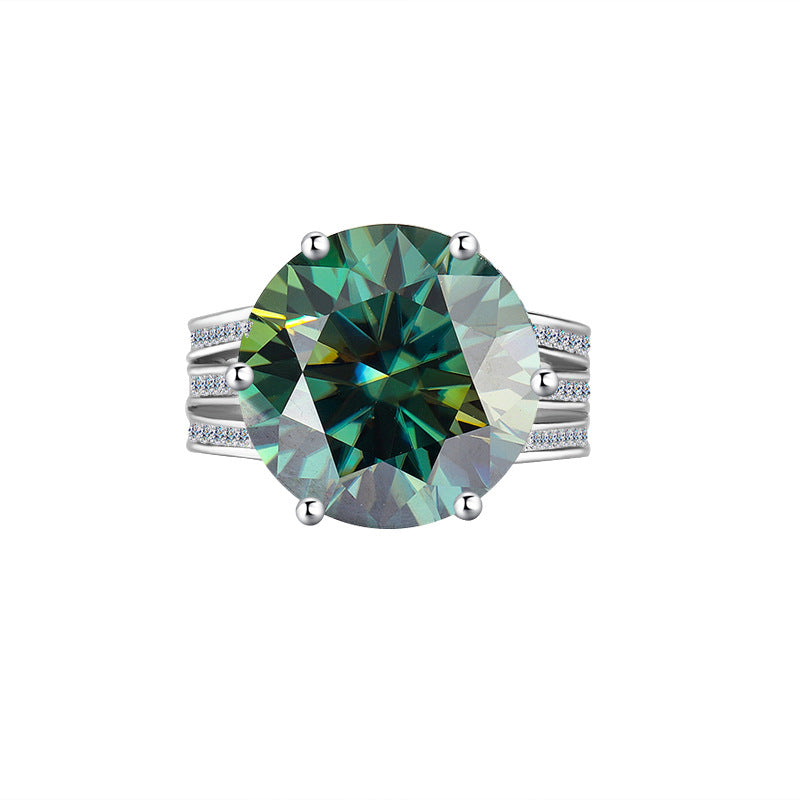 Cross-border European and American Luxury Pigeon Egg S925Silver Crescent Moon Eye Moissanite Ring High-end Ultra Sparkling Women's Ring Wholesale