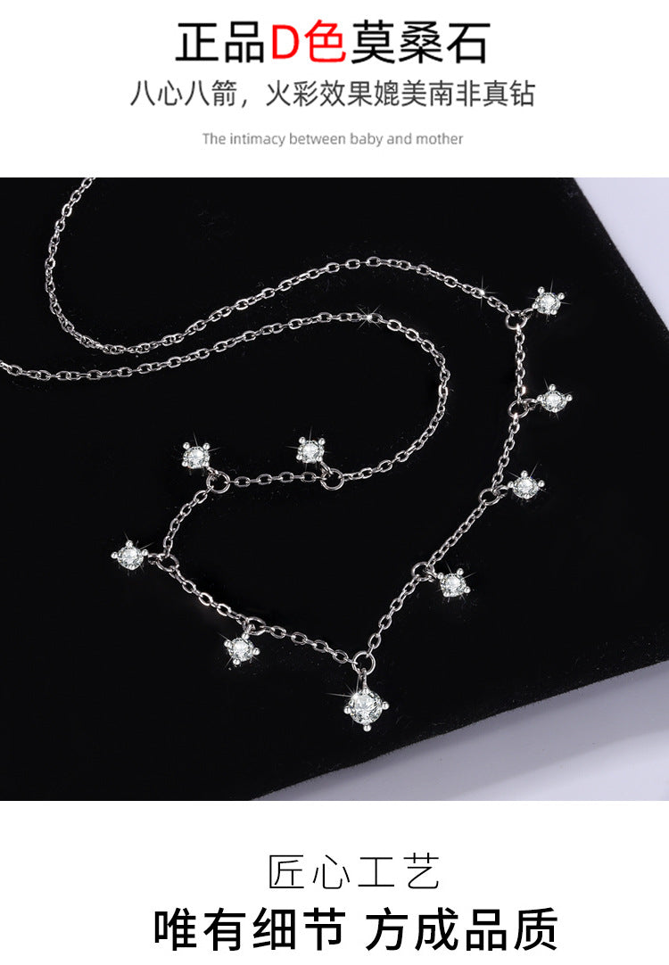 Cross-border Sparkling Moissanite Graff Collarbone Chain s925Sterling Silver1.1Carat Necklace Women's Light Luxury Fashion Accessories