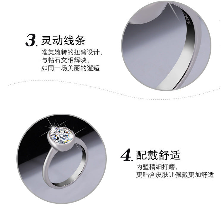 Europe and America S925Silver plating18k Gold Classic Oval2Carat Egg Shape Moissanite Simple High-end Women's Ring Wholesale