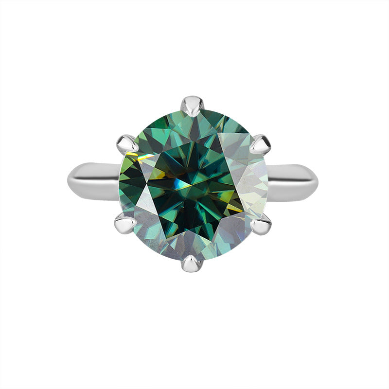 Cross-Border S925Silver T Six-Claw Moissanite3Carat5Carat Ring Classic Six-Prong Crown Proposal Ring Wholesale