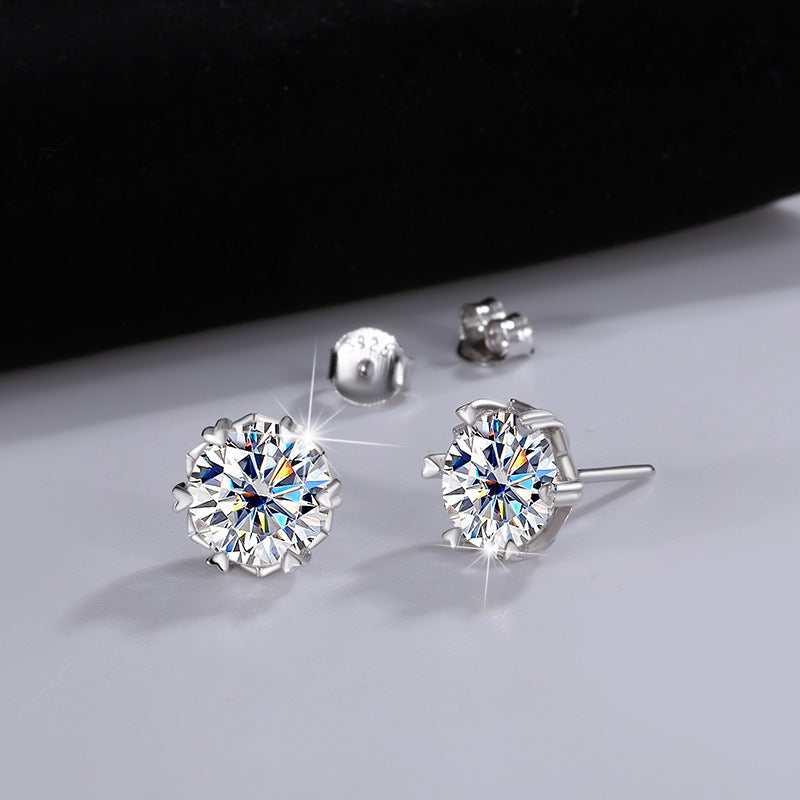 Cross-border hot selling S925Silver Genuine Moissanite Snowflake Earrings Elegant Simple Moissanite Ear Jewelry Factory Wholesale