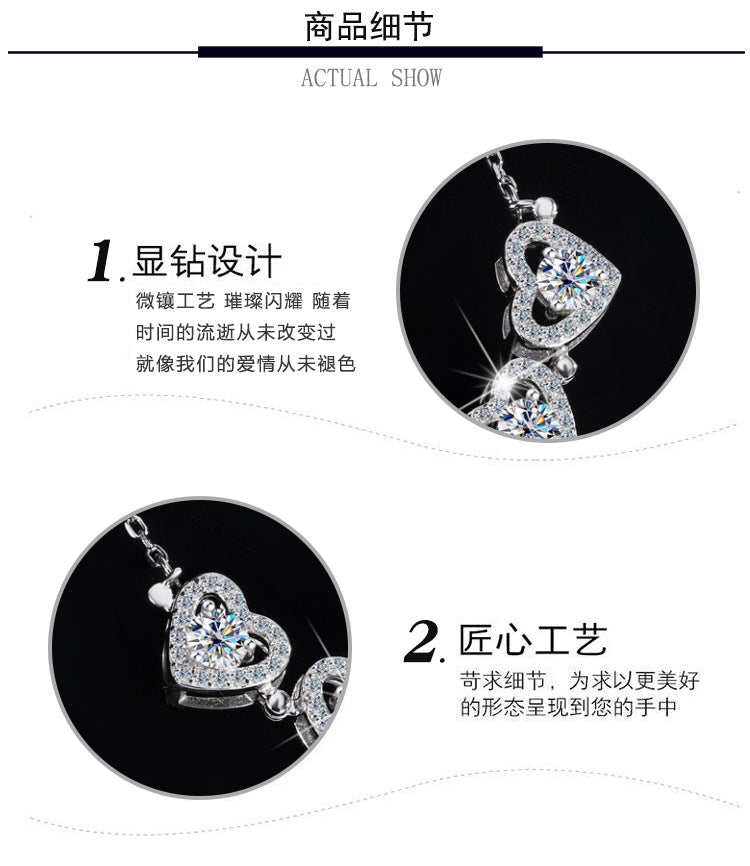Cross-border Exclusive Pure Silver S925Four-leaf Clover Necklace for Women, Light Luxury Moissanite Diamond Collarbone Chain, Flower-shaped Pendant Wholesale