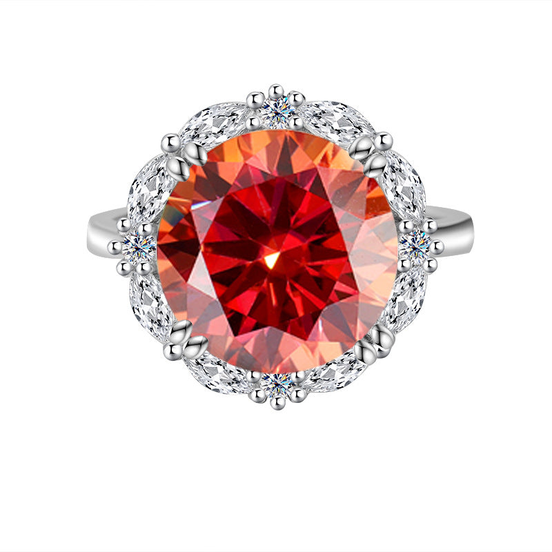 Cross-Border925Women's Sterling Silver Ring5Carat Luxury Beloved Moissanite Ultra Sparkling Ring Fashion High-end Factory Wholesale