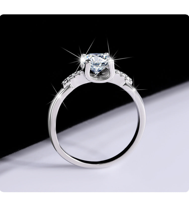 S925Sterling Silver Moissanite Ring Bull Head Small Waist Female Diamond Ring Adjustable Simulation Proposal Engagement Wedding Diamond Ring